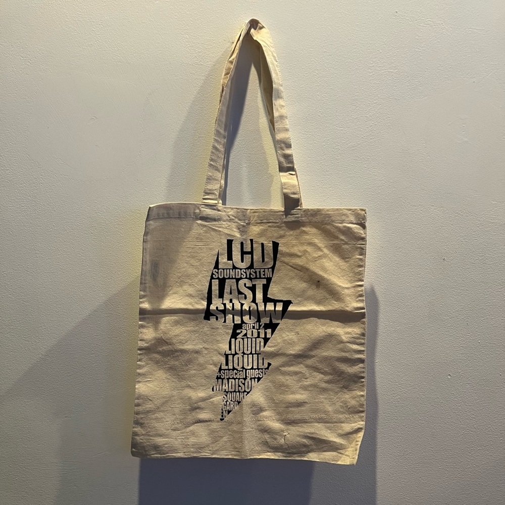 LCD SOUNDSYSTEM “last show” tote bag. Sold at their “last show” @ MSG